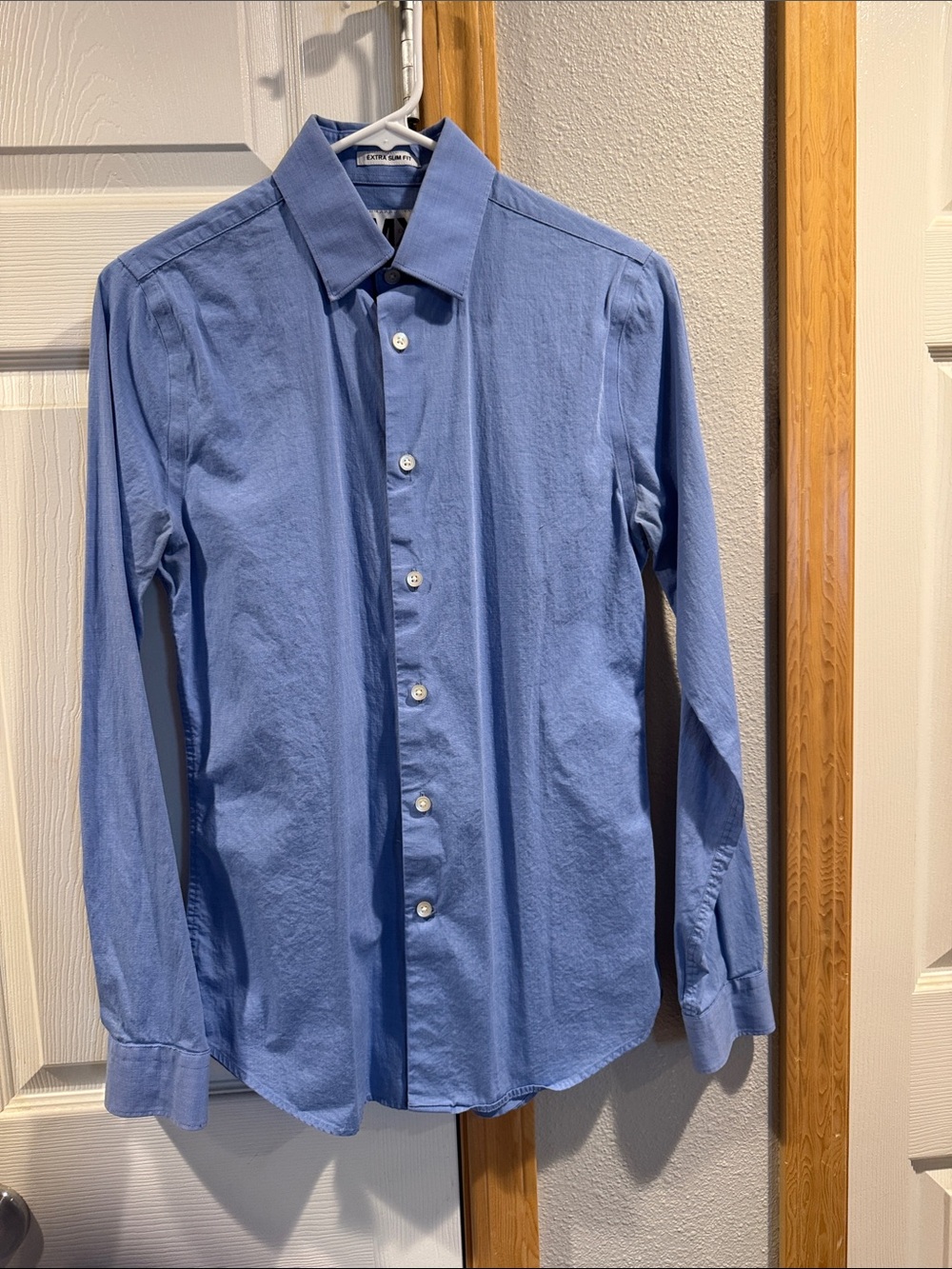 Express Women's Light Blue Button-Down Shirt